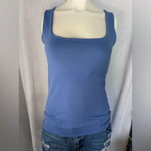 Zara Basics Tank Top Square Neck Sleeveless Casual Blue‎ Top Size M